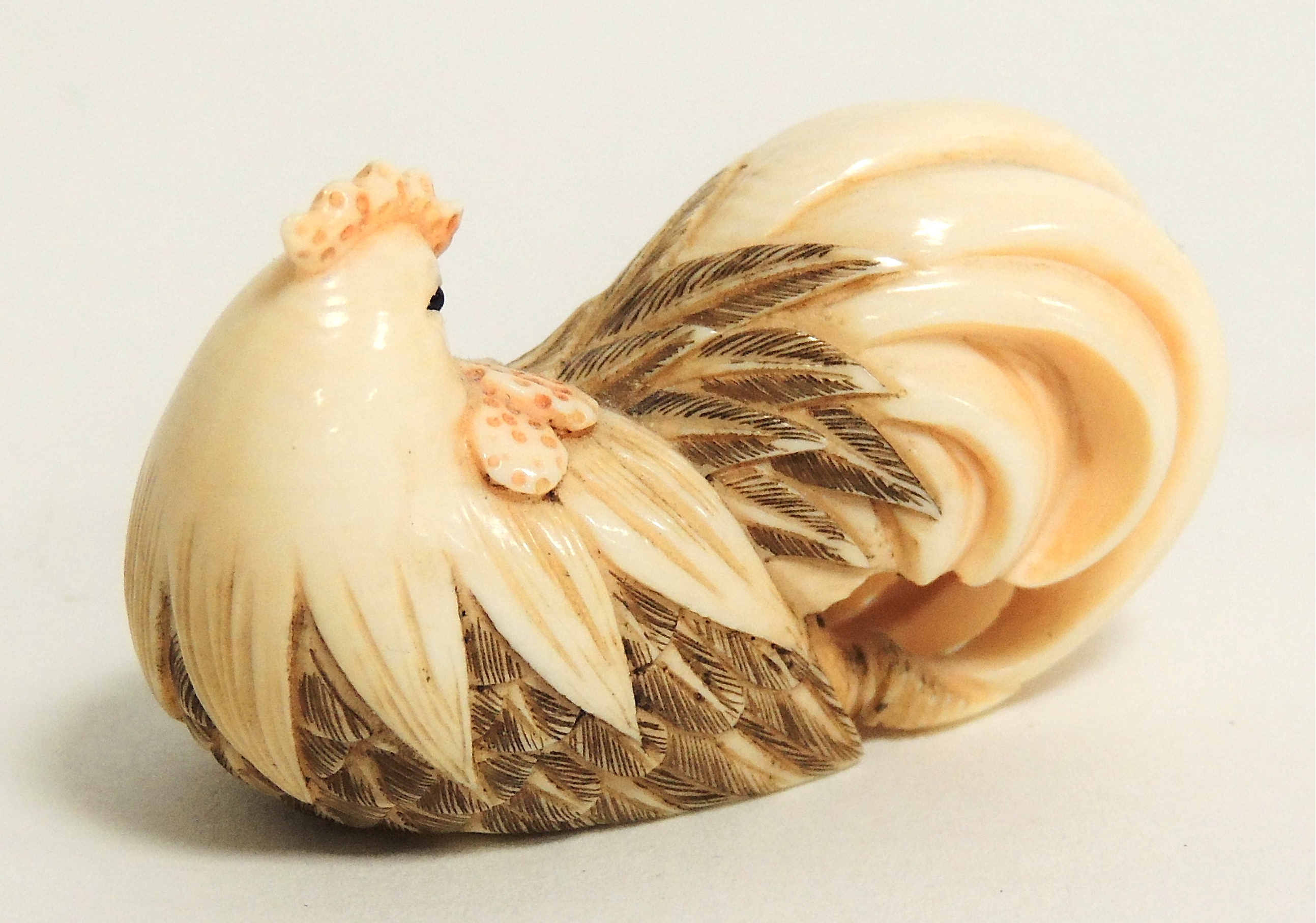 A Japanese Meiji period (1868-1912) or early Taisho (1912 - 1926) ivory netsuke in the form of a - Image 2 of 3