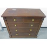 A 19th Century mahogany chest, of two short, two long and one blanket drawer to base with later