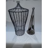 Wrought Iron Log Basket and Steel Companion Set, a contemporary lidded wrought iron log basket