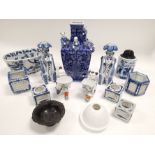 A quantity of predominantly blue and white Chinese and other Asian ceramics, ideal as Asian interior