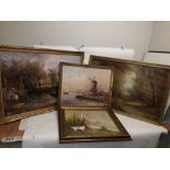 Oil On Canvas Landscapes and Seascapes, four framed paintings comprising two signed Baillie