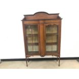 An Edwardian mahogany and inlaid glazed display cabinet, 114cm wide, 174cm high and 35cm deep, AF