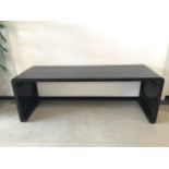 A large contemporary Oriental softwood altar style table, the black lacquered form with