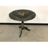 A Victorian aesthetic taste paper mache tilt top occasional table, on tripod base, AF, 66cm wide top