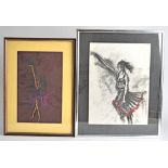 Four 21st Century pastels on paper, depicting ballerinas and dancers, monogrammed 'ND', all framed
