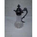 Edwardian Cut Crystal Claret Decanter with Silver Plated Mounts, of tapered form with starburst