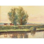 Owen Waters (1916 -2004) oil on board, Little Thetford, River Ouse', signed (lower right) 'Owen
