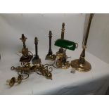 Vintage and Modern Brass Lamps and Wall Sconces, various examples including two vintage cast brass