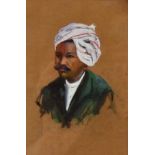 20th Century watercolour on paper, portrait of an Indian gentleman wearing a turban, framed and