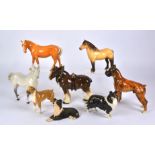 A quantity of Beswick and other collectable pottery figures of dogs, horses and birds, to include