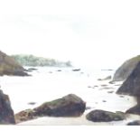 Margaret Jarvis 20th Century watercolour, Petit Bois, Guernsey' coastal scene, signed (lower