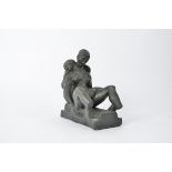 A 20th Century plaster work erotic figure, the base with label "Udovice Widows po Mestrovicu",