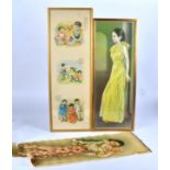 Eight framed Peoples Republic of China prints, showing idealised images of womanhood and