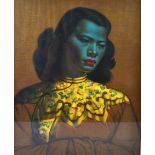 A Tretchikoff print of 'The Chinese Girl', the iconic mid century image of a green girl, framed