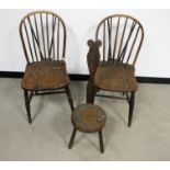 Two 19th Century Windsor chairs, one stamped to the reverse T & M 1880, sold together with a Ben