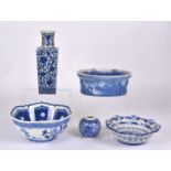 A small group of 20th Century blue and white Chinese interior tableware, to include a grape vine