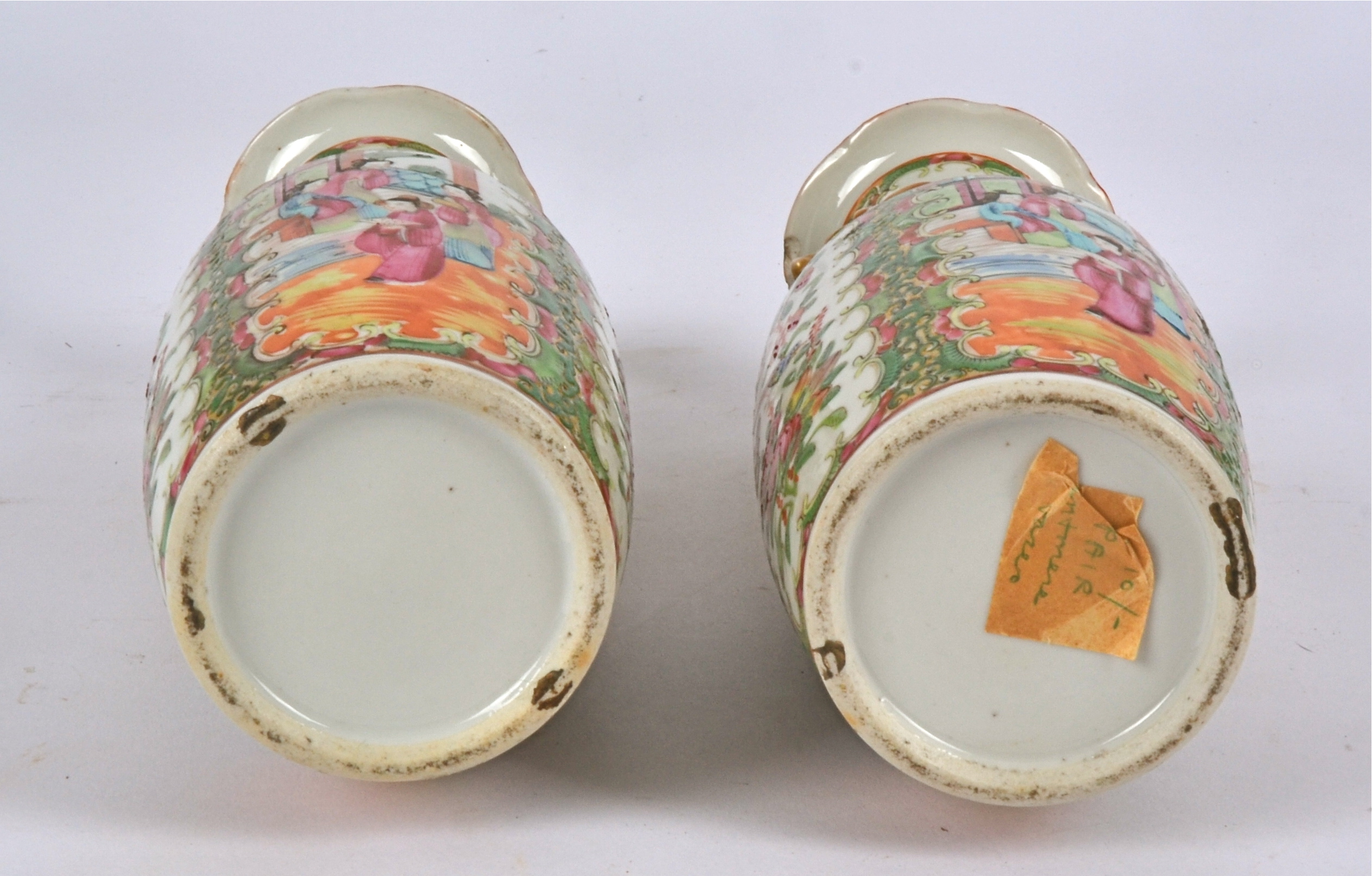 A pair of 19th Century Chinese Canton rose medallion baluster vases, decorated in overglaze - Image 3 of 3