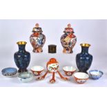 A quantity of Chinese and Japanese ceramics, to include two Japanese Imari ware covered jars with