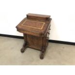 A Late Victorian walnut veneered and inlaid Davenport, 80cm high