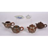 A group of predominantly Chinese Yixing stoneware, to include a teapot with cockerel finial, a