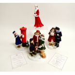 A Royal Staffordshire figure 'Dear Santa', no.126 of 4950, together with three more with Christmas