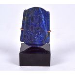 A near rectangular shaped Lapis Lazuli block mounted on contemporary stand, in the form of an