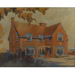 Three Sir David Wilkie sepia, watercolours, architectural proposals, 'Agricultural Cottages-