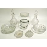 A quantity of 19th Century and later decanters and drinking glasses, together with a glass ice