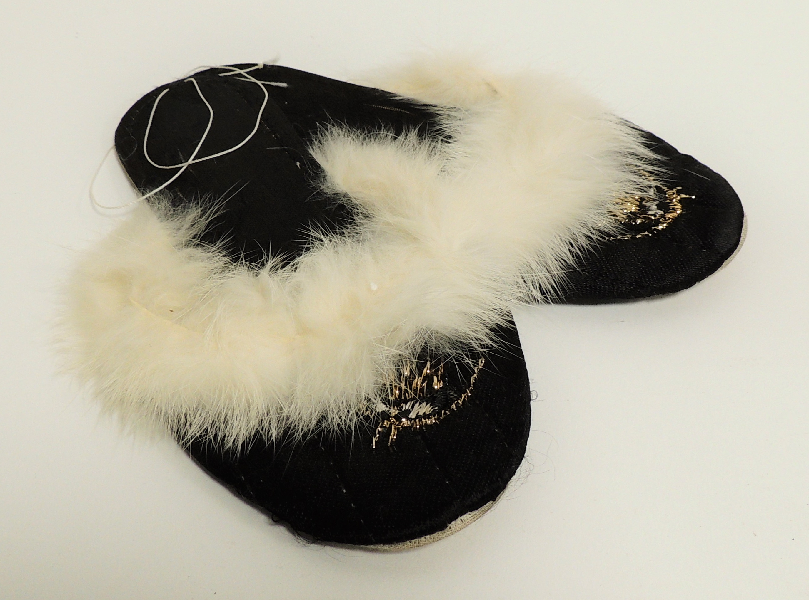 A 20th Century Chinese robe and slippers, probably for a doll, together with a pair of stone Dogs of - Image 3 of 6