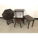 Four items of Utility period furniture, including a stool, folding table and two tables