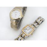 Two modern ladies wristwatches, including a bi-metal Michel Herbelin, glass cracked, case 22mm wide,