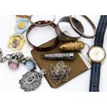 A quantity of miscellaneous costume jewellery, including a gentleman's wristwatch, silver
