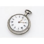 A late George III silver pair cased pocket watch by John Percival of Woolwich, inner case 52mm, rose