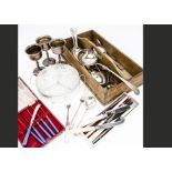 An Art Deco part canteen of silver plated cutlery from Mappin & Webb, together with other