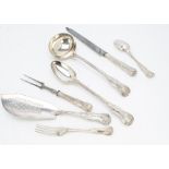 A set of twelve late George III silver Kings pattern dinner forks by William Chawner, together