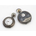 A late Victorian silver open faced pocket watch and a lady's pocket watch, the Hebdomas example