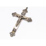 A continental white metal crucifix, 15.5cm, 31g, possibly silver