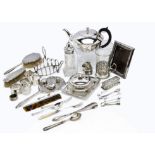 A collection 19th and 20th Century silver and silver plate, including a small rectangular box, a