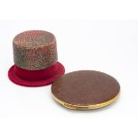 A shagreen ring box in the form of a top hat, 7.5cm diameter x 5cm high together with Kigu leather