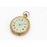 A late 19th Century continental 14ct gold cased open faced lady's pocket watch, 35mm, 35.7g, appears