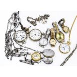 Watches and other items, including a white metal muff chain, a silver watch chain, a plated