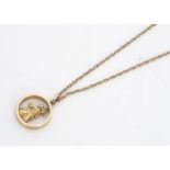 A 9ct gold St Christopher pendant and chain, altogether 34.5cm, 8.5g