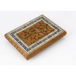 A late 19th or early 20th Century Middle Eastern sandalwood Sadeli calling card case, 10.8cm, with