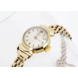 A c1970s Rotary 9ct gold lady's wristwatch, 15mm circular case on 9ct gold bracelet, 13.3g,