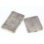 Two Art Deco period silver cigarette cases, one square the other rectangular, 9.4ozt (2)