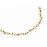 A 9ct gold Gucci style gold necklace, with oval links, snap clasp, marked 375, 40cm long, 11.1g