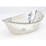 An early George V silver bread basket by HEB FEB, pierced neo-classical style oval bowl 30cm and