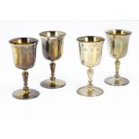 A set of four 1970s silver sherry goblets from CJV Ltd, each 3.7ozt and 10.5cm (4)