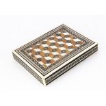 A late 19th or early 20th Century Middle Eastern Sadeli calling card case, 10.4cm, with chequer