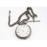 A Victorian silver open faced pocket watch, marked Pain Bros Hastings, 52mm, dented, not running,